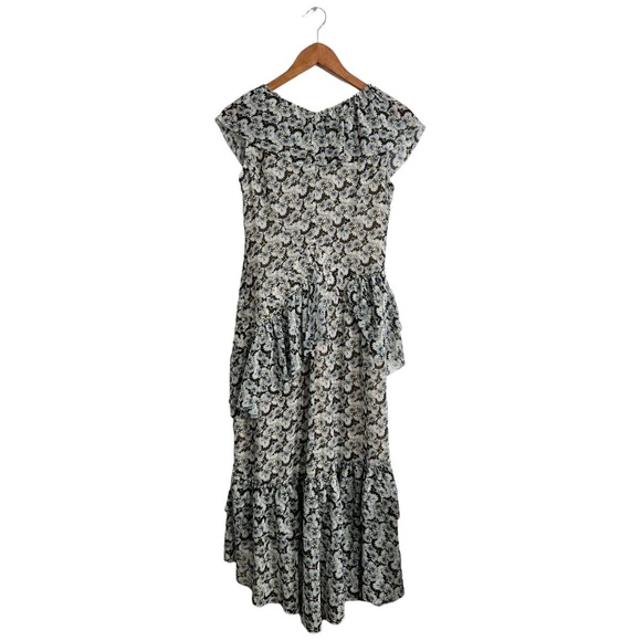 H&M Conscious Fairycore Flounced Dress Floral Feminine Chiffon Midi Size 4 - Picture 7 of 10